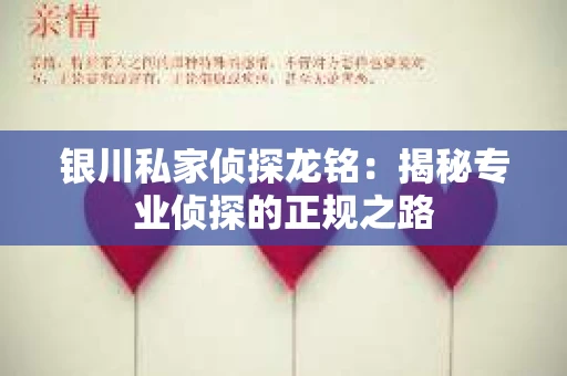 银川私家侦探龙铭：揭秘专业侦探的正规之路