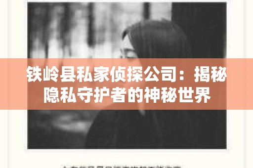 铁岭县私家侦探公司：揭秘隐私守护者的神秘世界